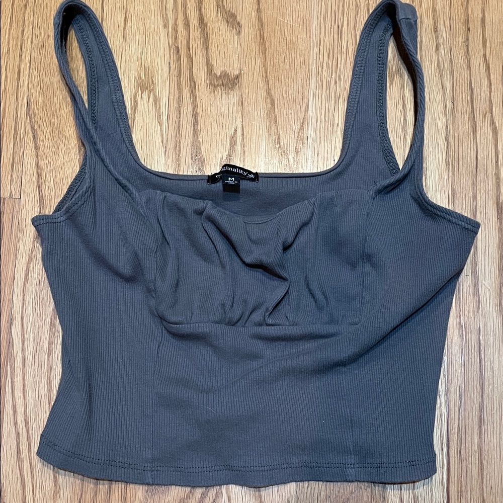 grey-green Crop Top